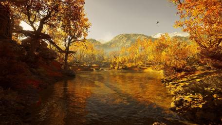 Golden Autumn Serenity in Nature wallpaper
