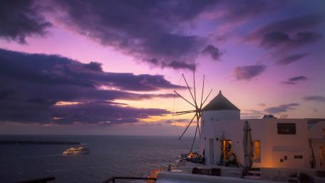 Purple Santorini wallpaper