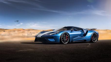 Sleek Ford GT in a Desert Paradise wallpaper