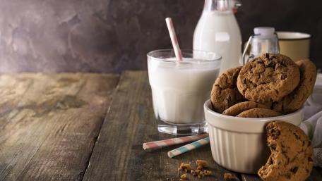 Delicious Cookies with Milk Dinner Table Scene wallpaper