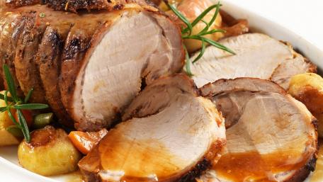 Savory Roast with Fresh Herbs and Veggies wallpaper