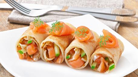 Deliciously Rolled Salmon Crepes Treats wallpaper