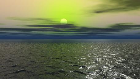 Serene Green Horizon at Dusk wallpaper