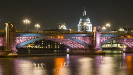 Stunning Night View of a City Landmark wallpaper