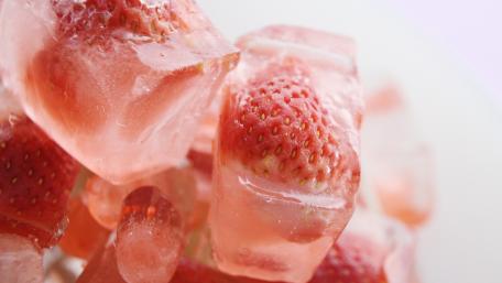 Refreshing Strawberry Ice Cubes for Summer Drinks wallpaper