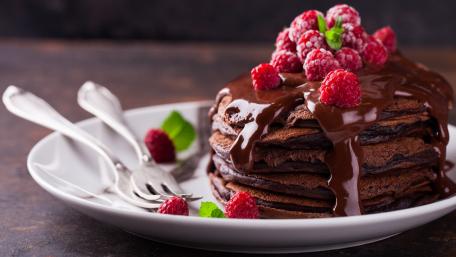 Indulgent Chocolate Raspberry Pancakes wallpaper
