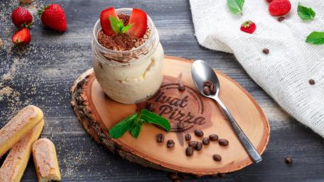 Delicious Dessert in a Jar with Fresh Strawberries and Mint Leaves wallpaper