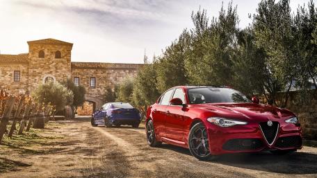 Stylish Cars in Scenic Landscape wallpaper