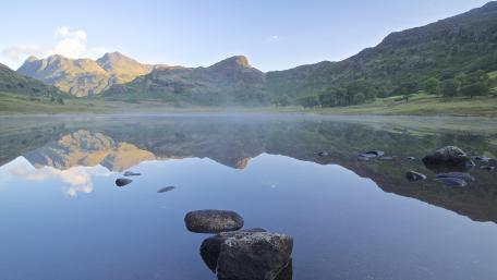 Serene Lakeside Reflections in Nature's Embrace wallpaper
