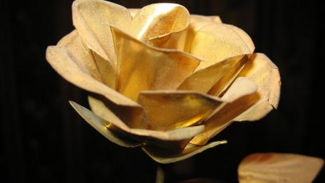 Golden Blooming Beauty in Metal Artistry wallpaper