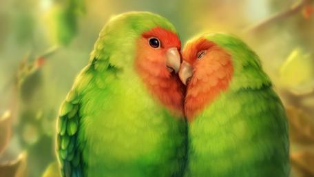 Loving Parrots in Nature's Embrace wallpaper