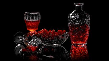Crimson Delight in Elegant Glassware wallpaper