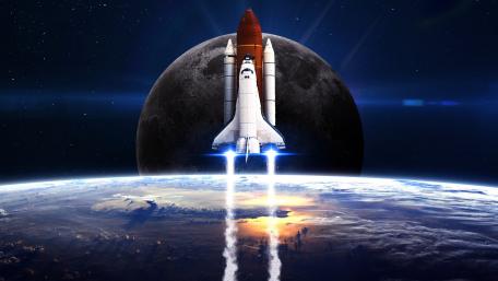 Epic Space Journey to the Moon wallpaper