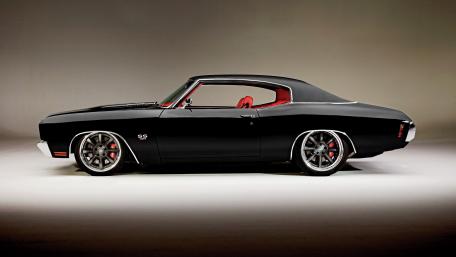 Classic Muscle Car in Sleek Black Finish wallpaper