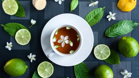 Refreshing Tea Moments with Nature's Touch wallpaper