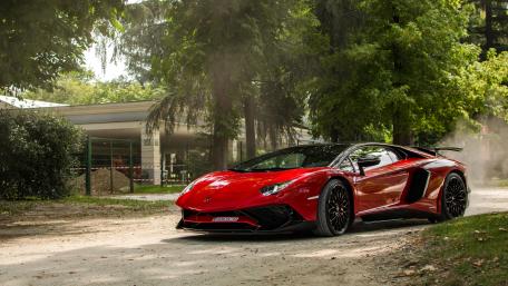 Red Supercar in Lush Greenery wallpaper