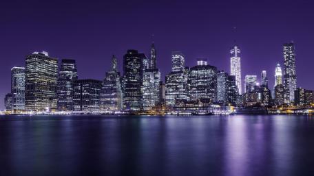 Illuminated City Skyline at Night wallpaper