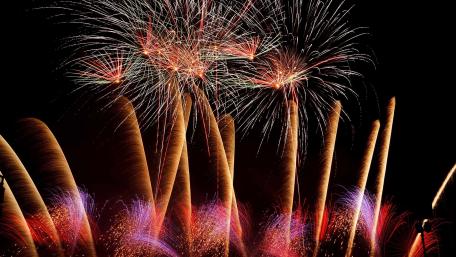 Vibrant Fireworks Lighting Up the Night Sky wallpaper