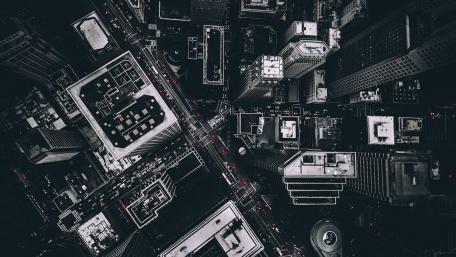 Urban Monochrome Aerial Perspective wallpaper
