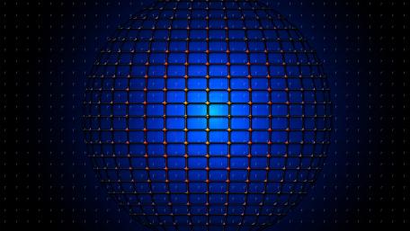 Blue Glowing Sphere in Grid Design wallpaper