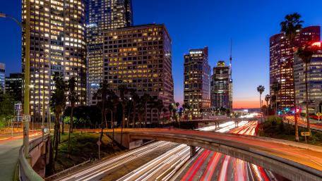 Light Trails on a Freeway in Downtown LA wallpaper