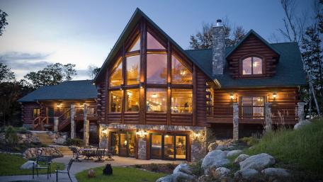 Cozy Log Cabin Retreat in Nature wallpaper