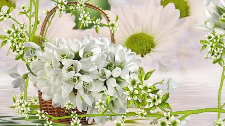White Floral Elegance in a Basket wallpaper