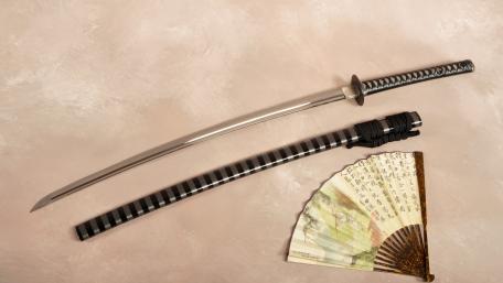 Samurai Sword and Fan Display wallpaper