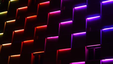 Neon building facade wallpaper