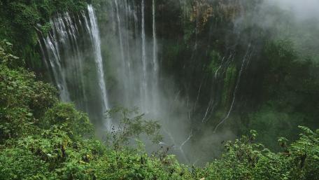 Waterfall in green nature wallpaper