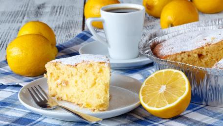 Lemon Cake Delightful Pairing with Coffee wallpaper