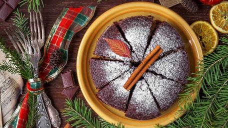 Delicious Chocolate Cake with Festive Touches wallpaper