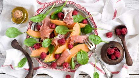 Summer Salad Delight with Melon and Prosciutto wallpaper