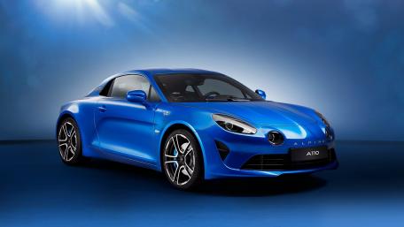 Sleek Alpine A110 in Striking Blue Hue wallpaper