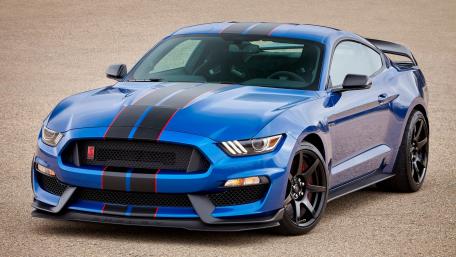 Sleek Blue Shelby Mustang GT350 Wallpaper wallpaper