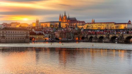 Sunset Over Prague's Timeless Charm wallpaper