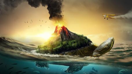 Majestic Turtle Island Dreamscape wallpaper
