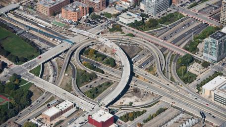 Aerial View of Construction on the Jane Byrne Interchange wallpaper