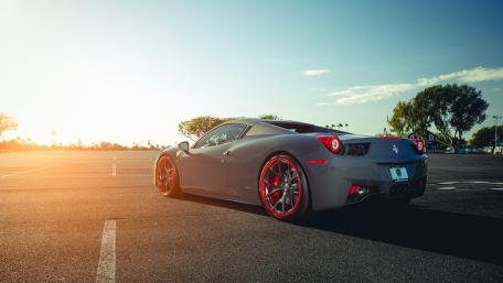 Sleek Ferrari in a Sunset Glow wallpaper