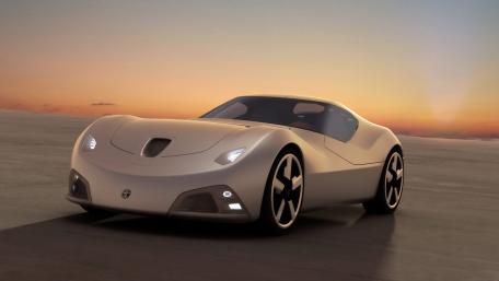 Sleek Modern Sports Car at Sunset wallpaper