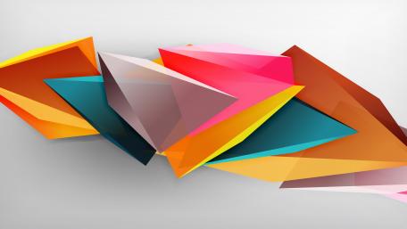 Vibrant Geometric Fusion in 3D Art Series wallpaper