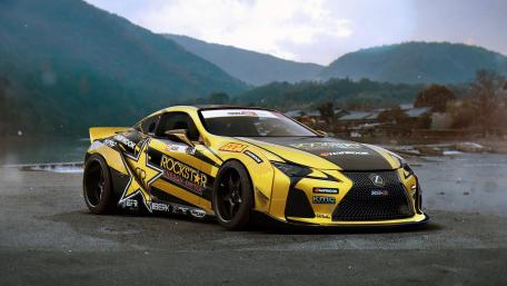 Dynamic Drift Car in a Scenic Landscape wallpaper