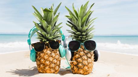 Tropical Vibes with Stylish Pineapples wallpaper