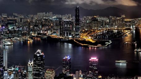 Stunning Night Cityscape Overlooking a Vibrant Skyline wallpaper