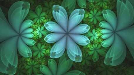 Ethereal Green Fractal Floral Design wallpaper