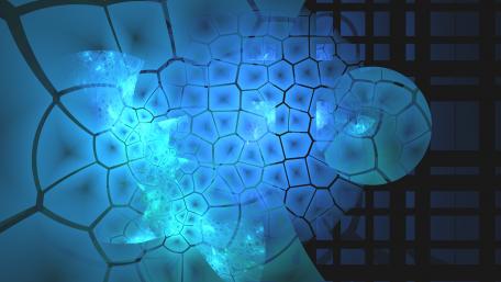 Vibrant Blue Fractal Chaos Art wallpaper