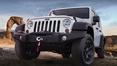 Rugged Jeep in Desert Landscape wallpaper