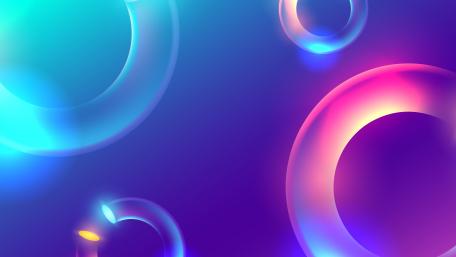 Neon Glow Circles in Blue Harmony wallpaper