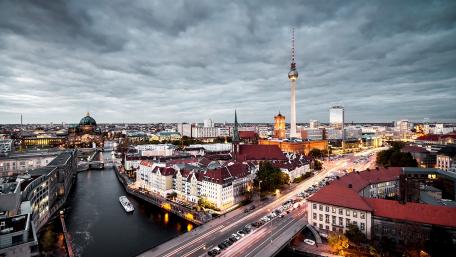City Skyline with TV Tower View wallpaper