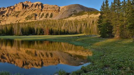 Serene Mountain Reflections in Tranquil Waters wallpaper